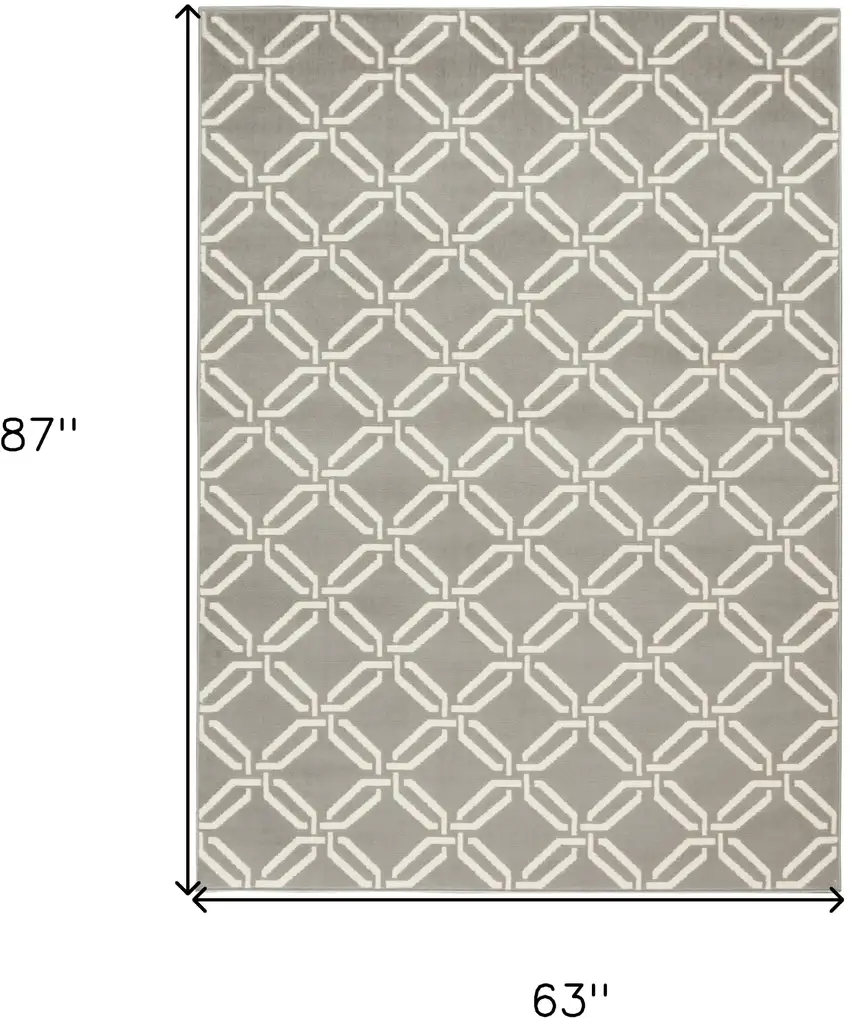 Gray and Ivory Trellis Non Skid Area Rug Photo 3