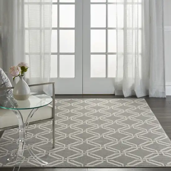 Gray and Ivory Trellis Non Skid Area Rug Photo 5