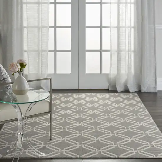 Gray and Ivory Trellis Non Skid Area Rug Photo 9