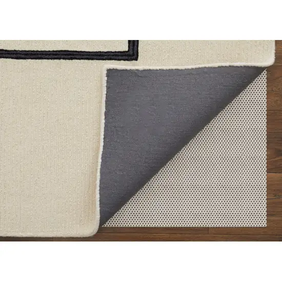 Gray and Ivory Wool Abstract Geometric Hand Tufted Area Rug Photo 3