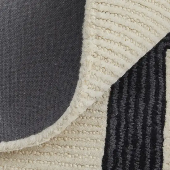 Gray and Ivory Wool Abstract Geometric Hand Tufted Area Rug Photo 2