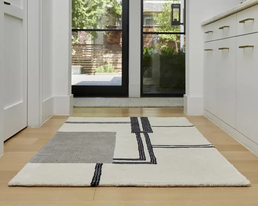 Gray and Ivory Wool Abstract Geometric Hand Tufted Area Rug Photo 6