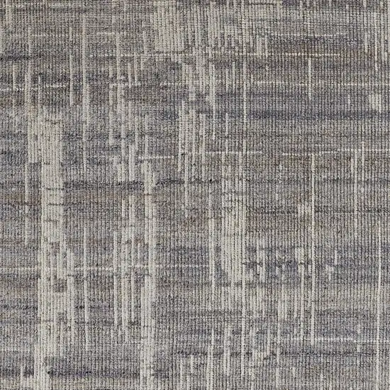 Gray and Ivory Wool Abstract Hand Knotted Worn Faded Area Rug Photo 8