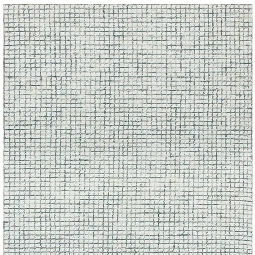 Gray and Ivory Wool Checkered Hand Hooked Runner Rug Photo 5