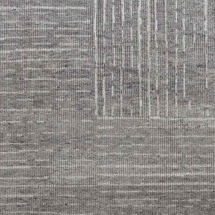 Gray and Ivory Wool Checkered Hand Knotted Worn Faded Area Rug Photo 7