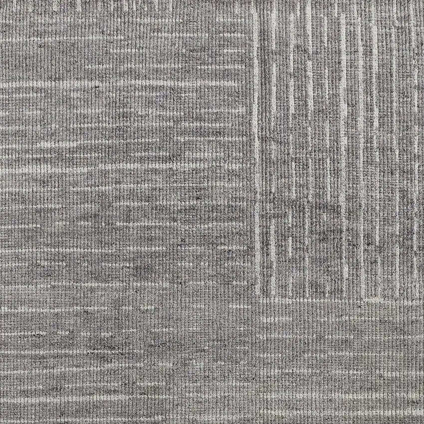 Gray and Ivory Wool Checkered Hand Knotted Worn Faded Area Rug Photo 8