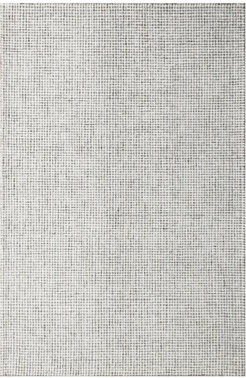 Gray and Ivory Wool Checkered Hand Tufted Area Rug Photo 2