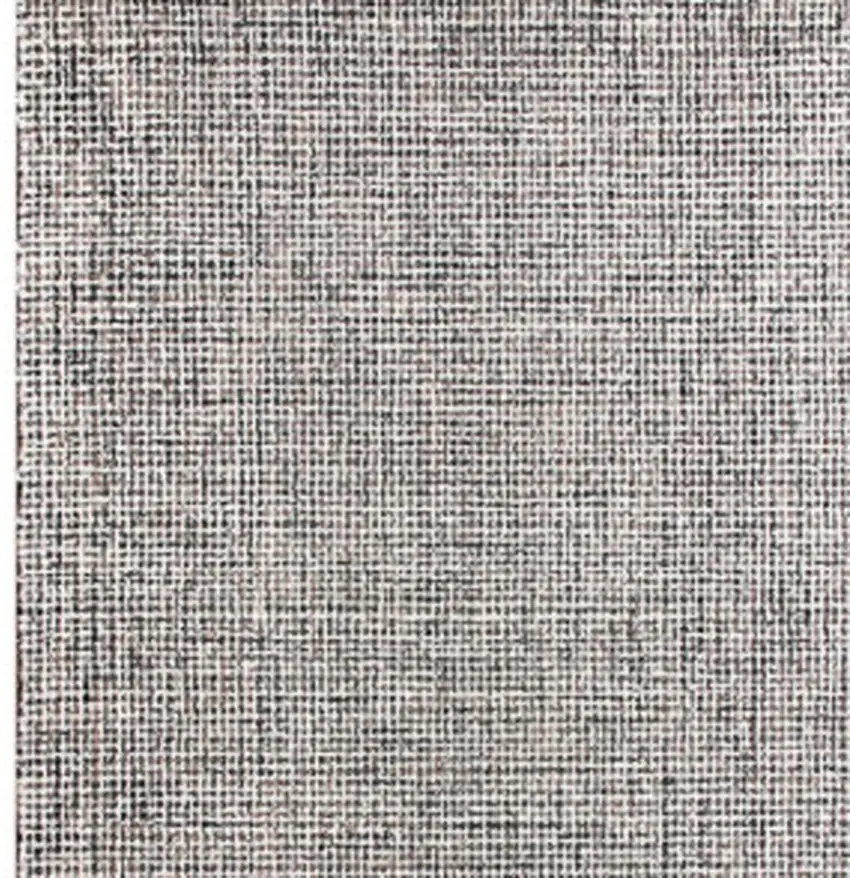 Gray and Ivory Wool Checkered Hand Tufted Runner Rug Photo 4