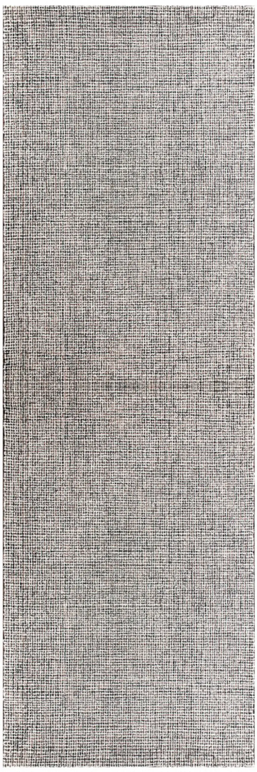 Gray and Ivory Wool Checkered Hand Tufted Runner Rug Photo 2