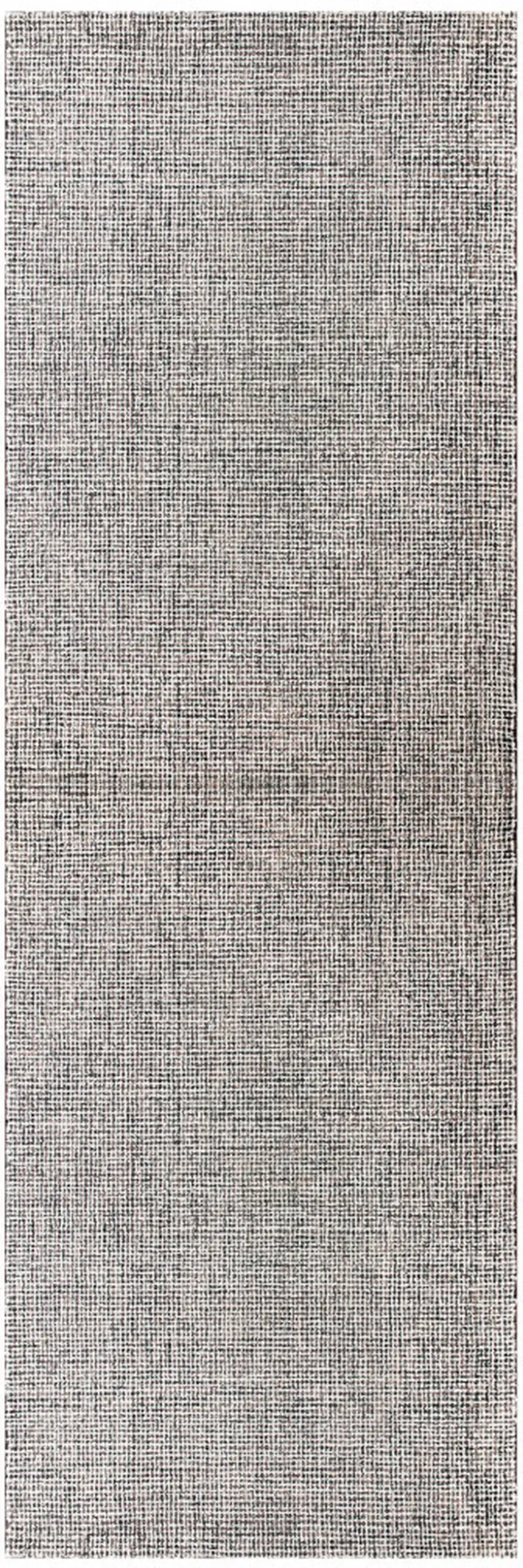 Gray and Ivory Wool Checkered Hand Tufted Runner Rug Photo 5