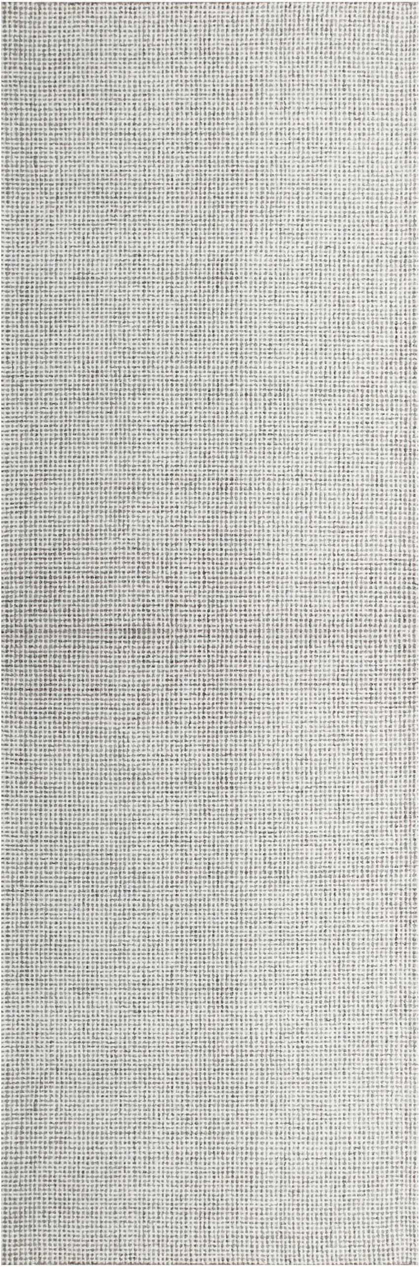 Gray and Ivory Wool Checkered Hand Tufted Runner Rug Photo 2