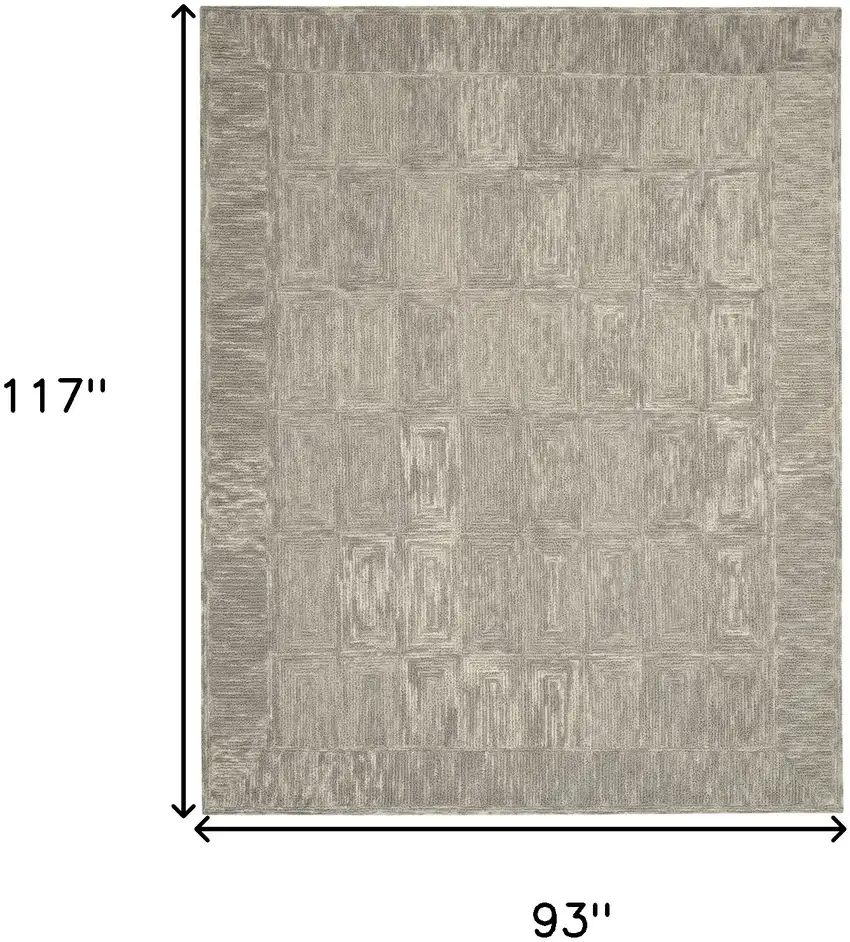 Gray and Ivory Wool Geometric Area Rug Photo 3