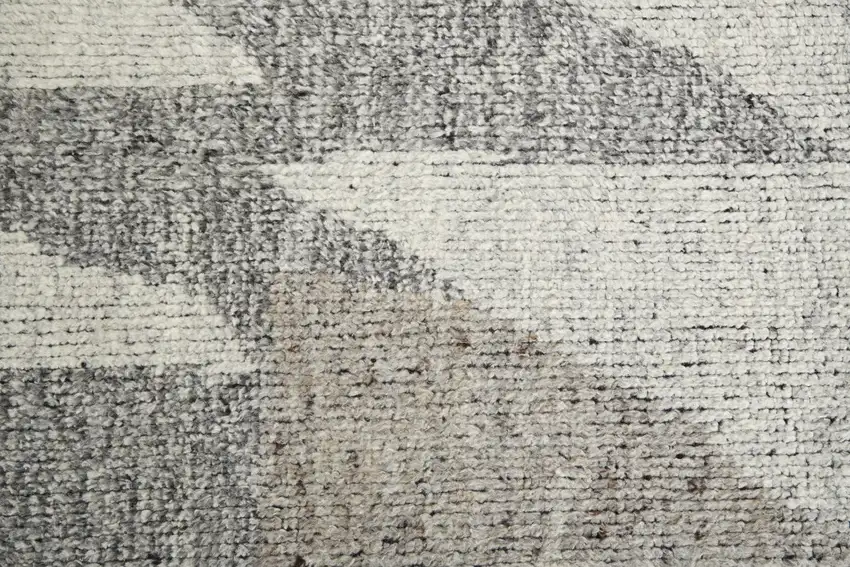 Gray and Ivory Wool Geometric Hand Knotted Area Rug Photo 9