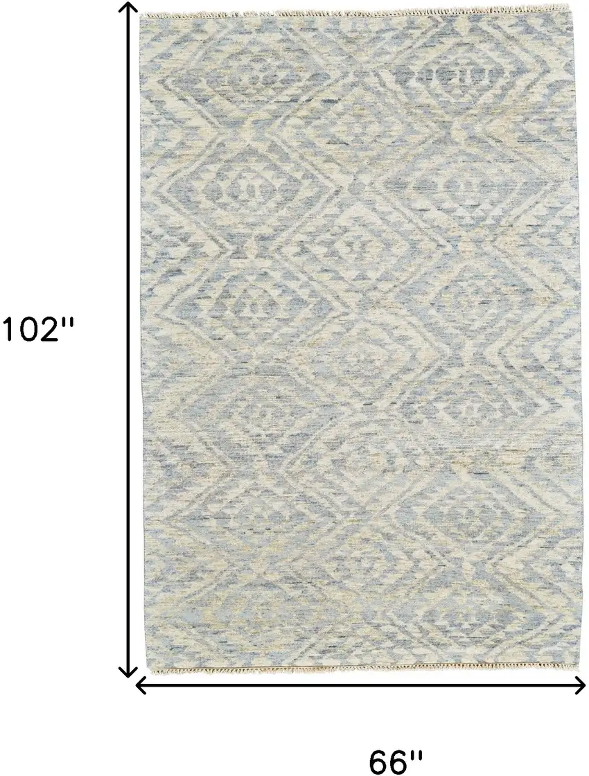 Gray and Ivory Wool Southwestern Hand Knotted Area Rug Photo 6
