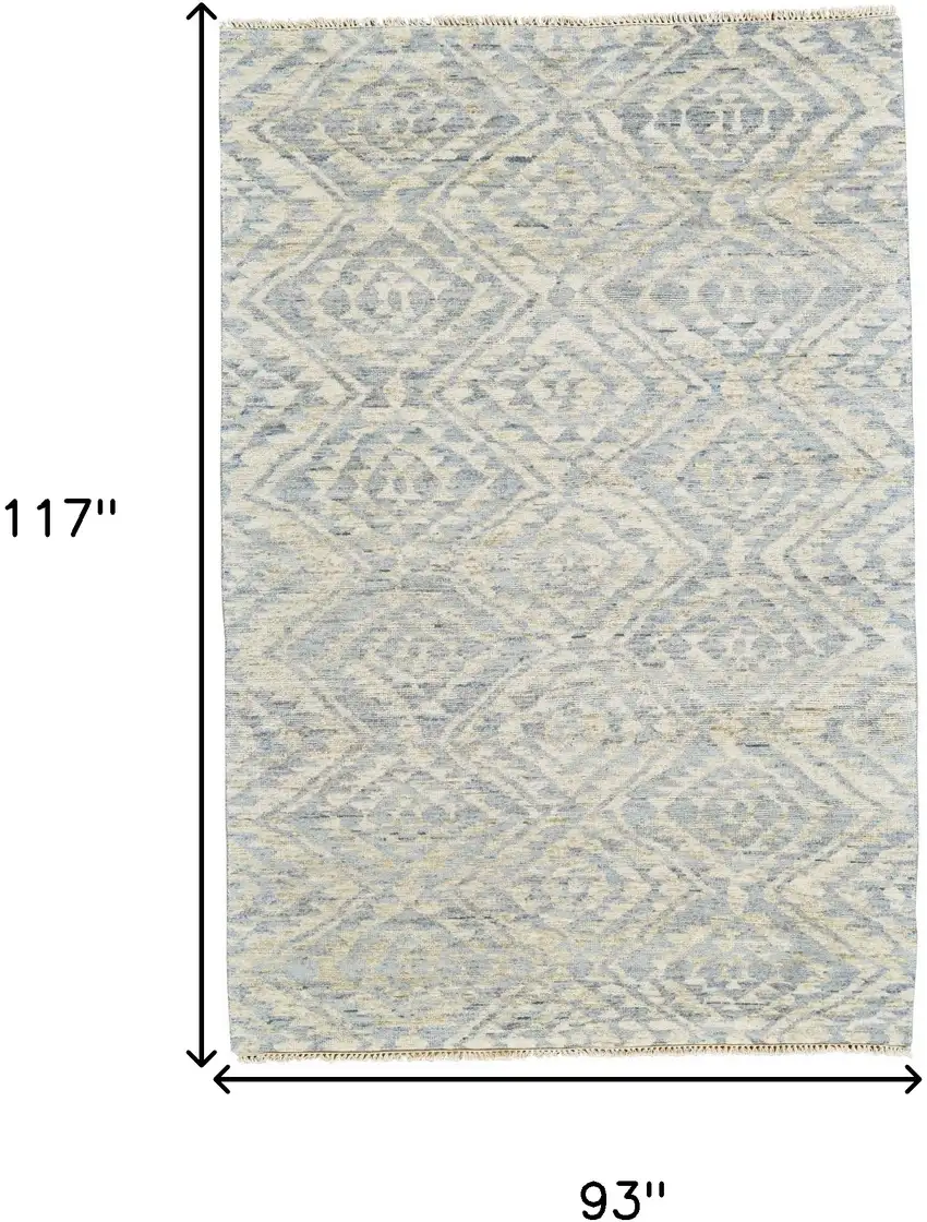 Gray and Ivory Wool Southwestern Hand Knotted Area Rug Photo 3