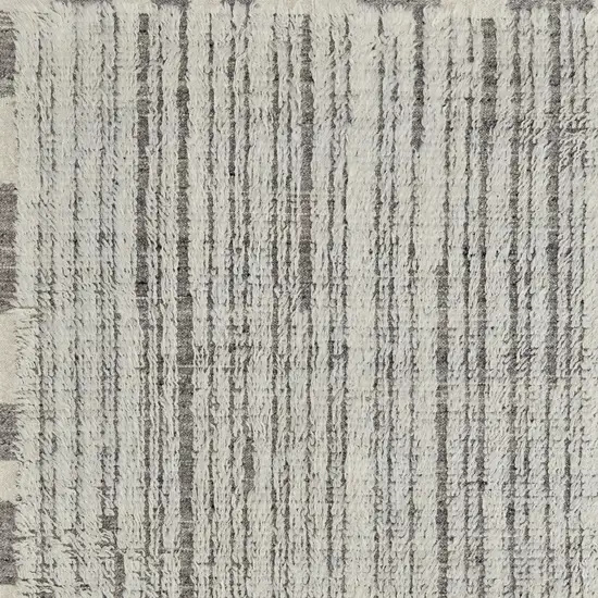 Gray and Ivory Wool Striped Hand Woven Area Rug Photo 9