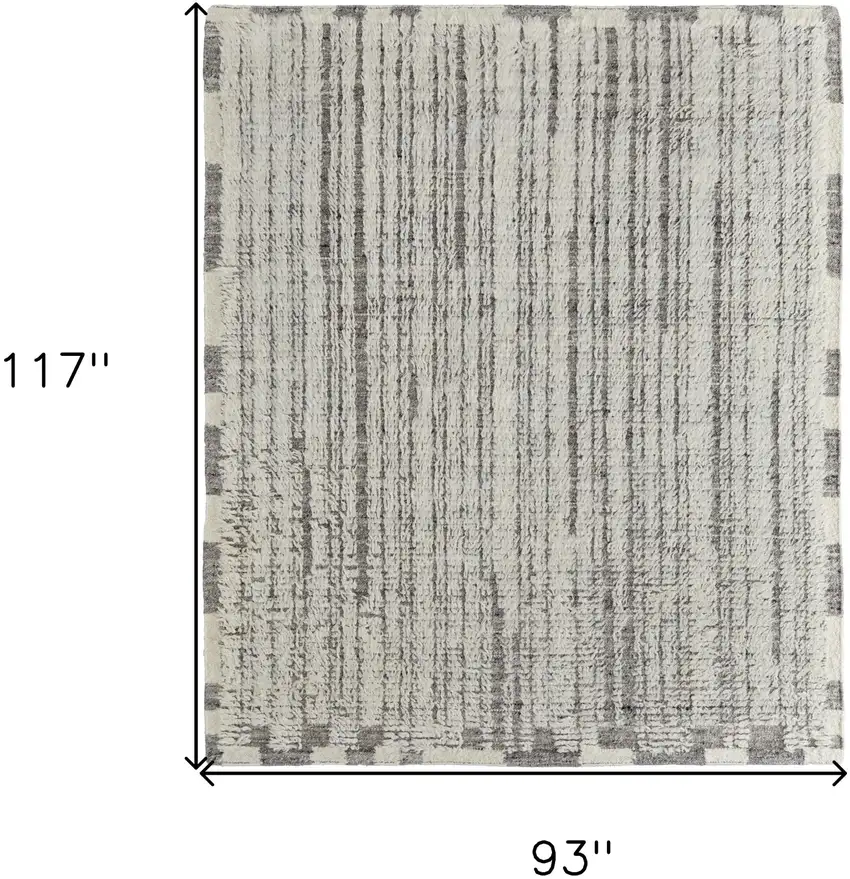 Gray and Ivory Wool Striped Hand Woven Area Rug Photo 3
