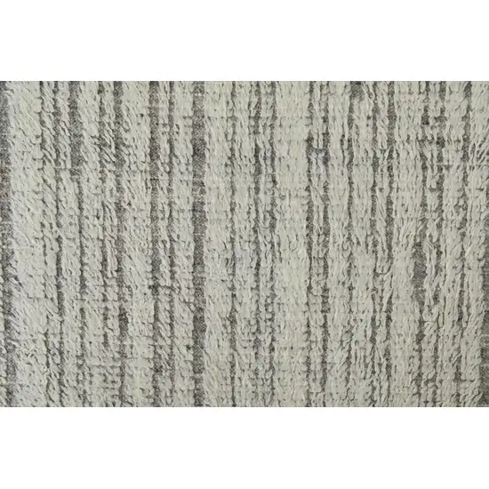 Gray and Ivory Wool Striped Hand Woven Area Rug Photo 6