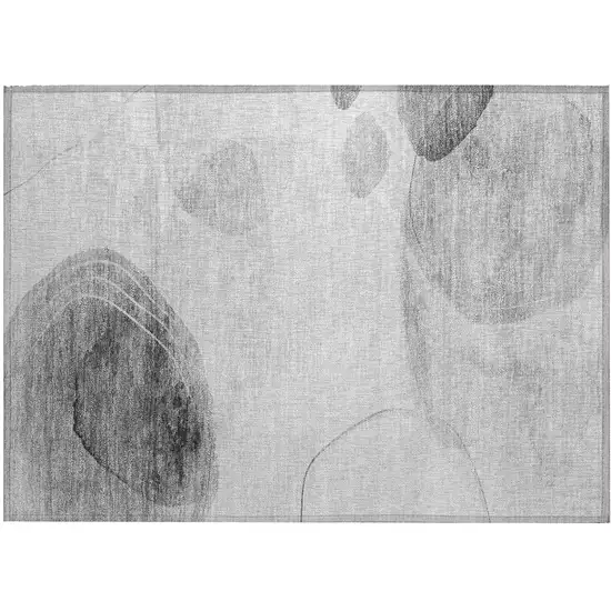 Gray and Light Gray Abstract Washable Non Skid Indoor Outdoor Area Rug Photo 2