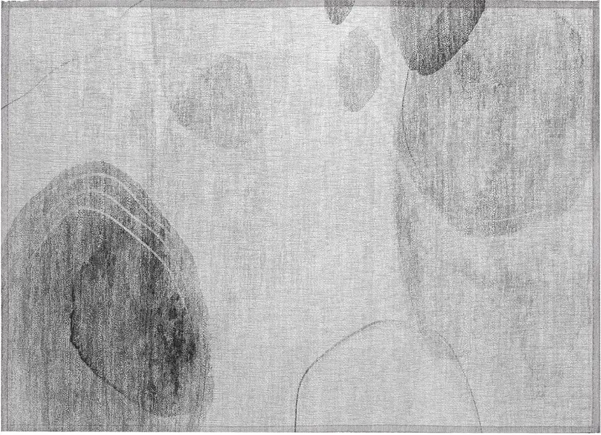 Gray and Light Gray Abstract Washable Non Skid Indoor Outdoor Area Rug Photo 2