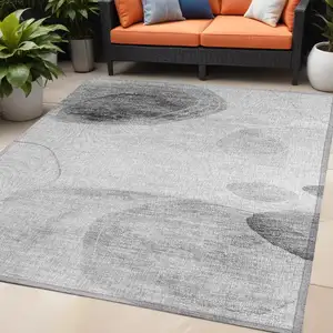Photo of Gray and Light Gray Abstract Washable Non Skid Indoor Outdoor Area Rug