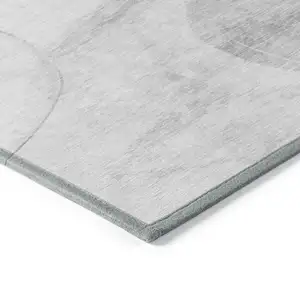 Photo of Gray and Light Gray Abstract Washable Non Skid Indoor Outdoor Area Rug