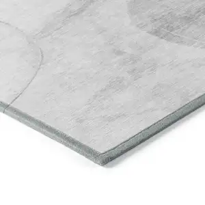 Photo of Gray and Light Gray Abstract Washable Non Skid Indoor Outdoor Area Rug