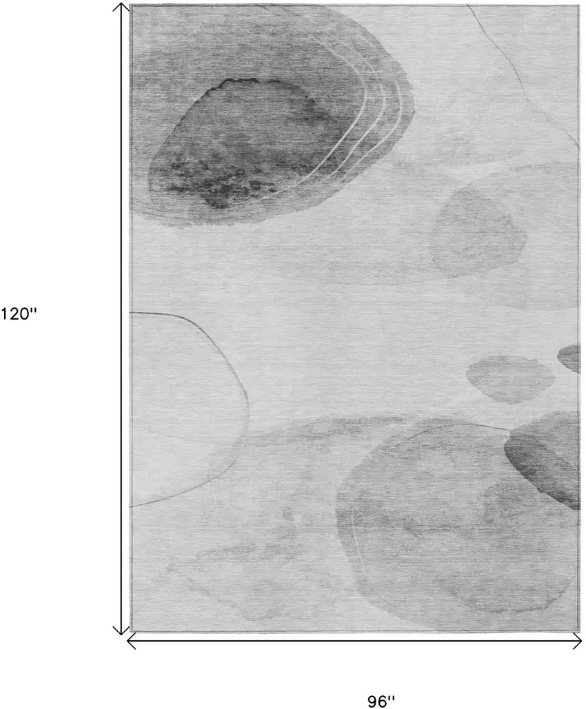 Gray and Light Gray Abstract Washable Non Skid Indoor Outdoor Area Rug Photo 3