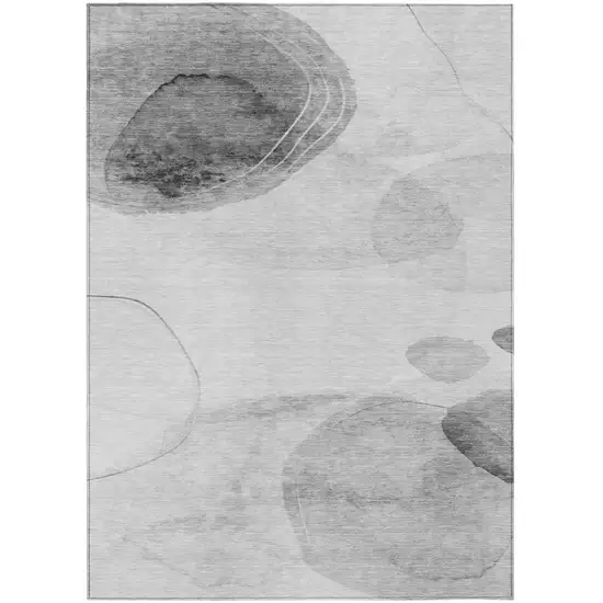 Gray and Light Gray Abstract Washable Non Skid Indoor Outdoor Area Rug Photo 2