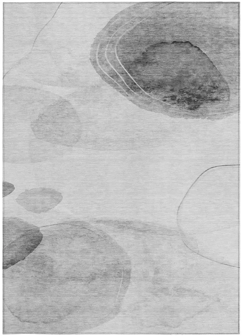 Gray and Light Gray Abstract Washable Non Skid Indoor Outdoor Area Rug Photo 4