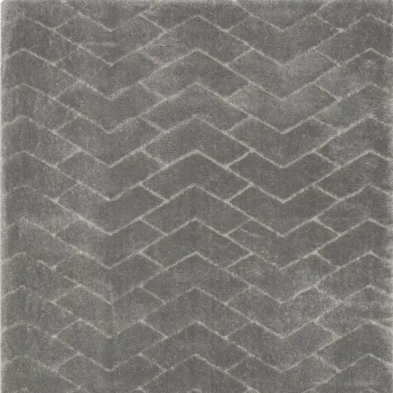 Gray and Light Gray Chevron Shag Area Rug Photo 4