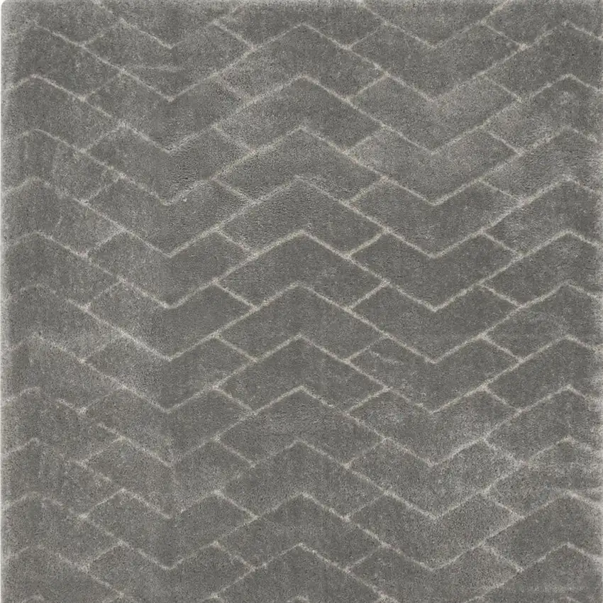 Gray and Light Gray Chevron Shag Area Rug Photo 4