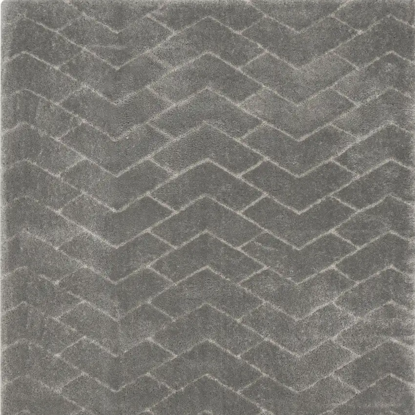 Gray and Light Gray Chevron Shag Area Rug Photo 5