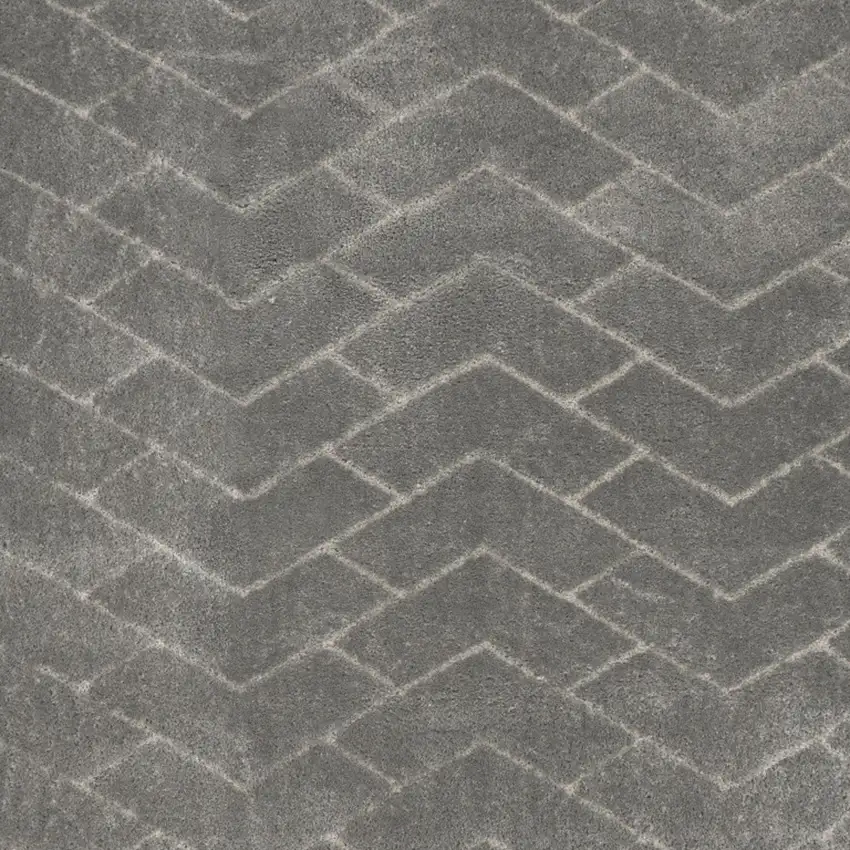 Gray and Light Gray Chevron Shag Area Rug Photo 4