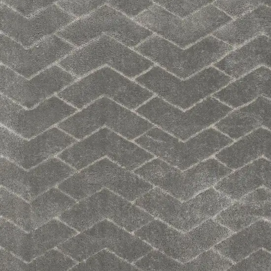Gray and Light Gray Chevron Shag Area Rug Photo 2