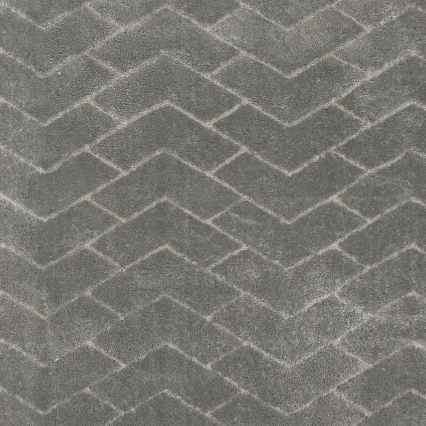 Gray and Light Gray Chevron Shag Area Rug Photo 2