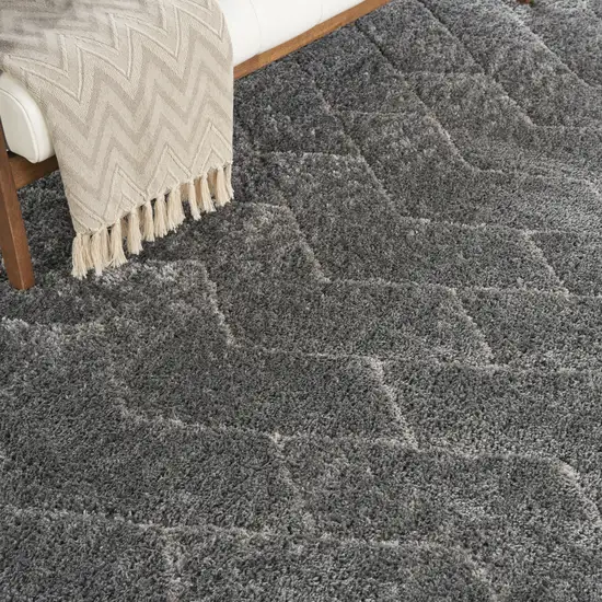 Gray and Light Gray Chevron Shag Area Rug Photo 6