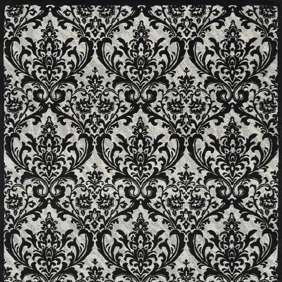 Gray and Light Gray Damask Distressed Area Rug Photo 6