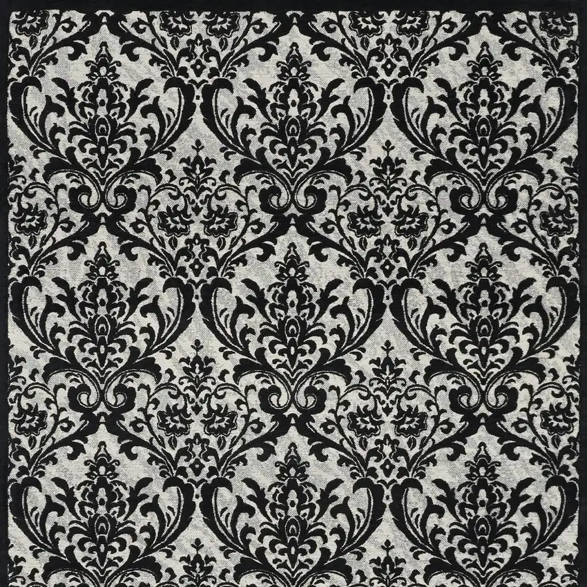 Gray and Light Gray Damask Distressed Area Rug Photo 6