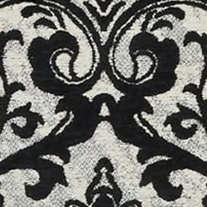 Gray and Light Gray Damask Distressed Area Rug Photo 3