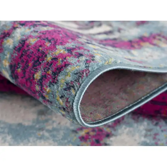 Gray Ivory And Magenta Abstract Area Rug Photo 9