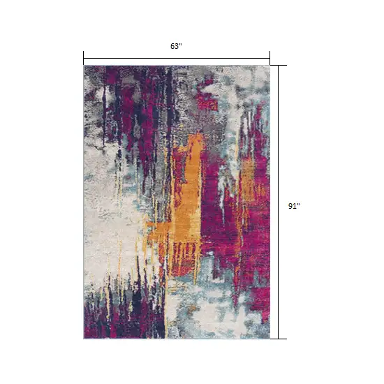 Gray and Magenta Abstract Area Rug Photo 2
