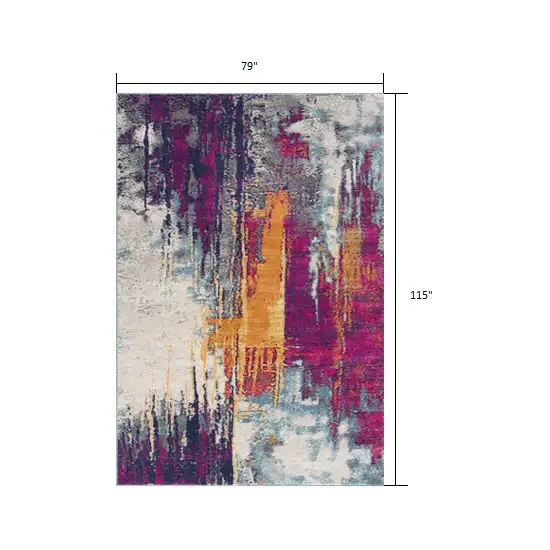 Gray and Magenta Abstract Area Rug Photo 2