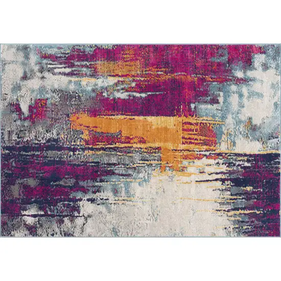 Gray and Purple Abstract Area Rug Photo 1