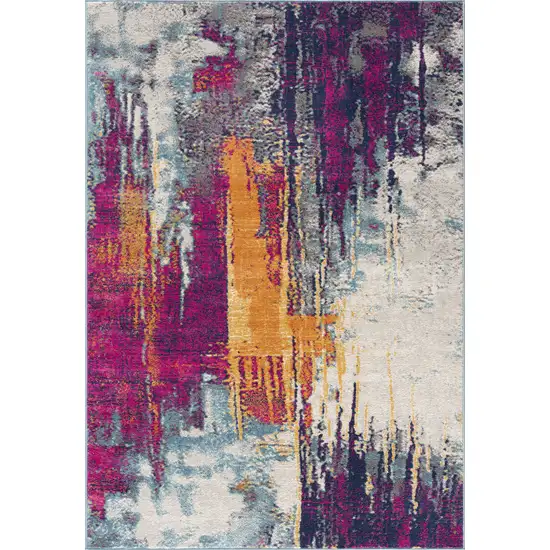 Gray and Ivory Abstract Area Rug Photo 9