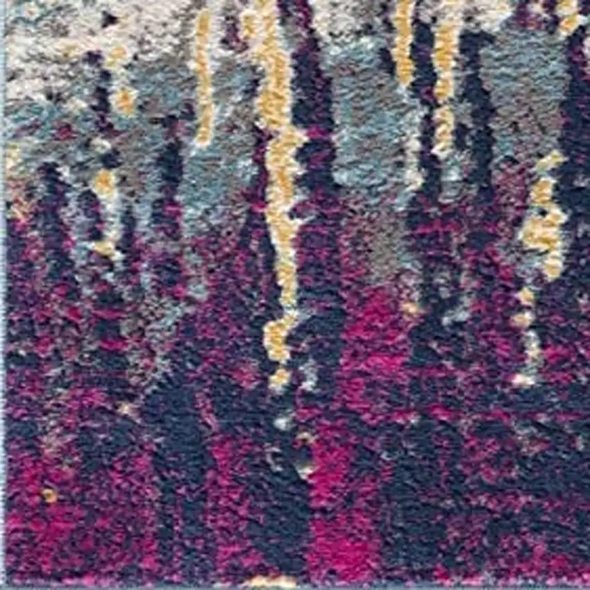 15' Gray Ivory And Magenta Abstract Runner Rug Photo 6