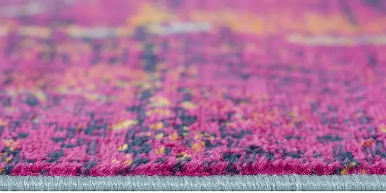 Gray and Magenta Abstract Runner Rug Photo 5