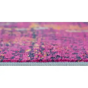 Photo of Gray and Magenta Abstract Runner Rug