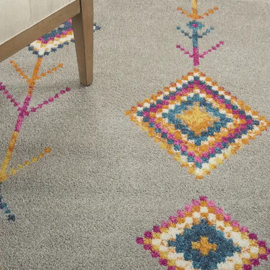 Gray Geometric Berber Area Rug Photo 7