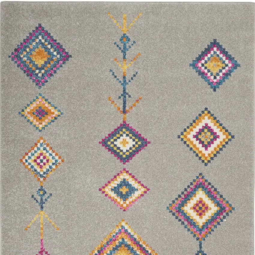 Gray Blue And Orange Tribal Area Rug Photo 5